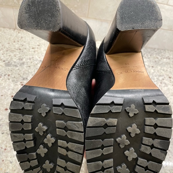 Jimmy Choo 4” heel biker mid calf boots size 38 (8) black gold zipper - Picture 11 of 12